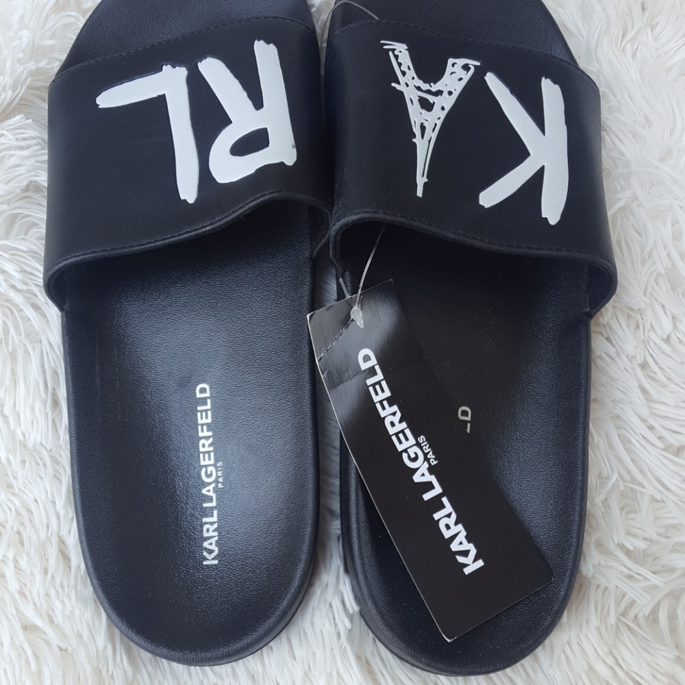 Karl Lagerfeld black Zaira slides new with tags - Picture 4 of 7